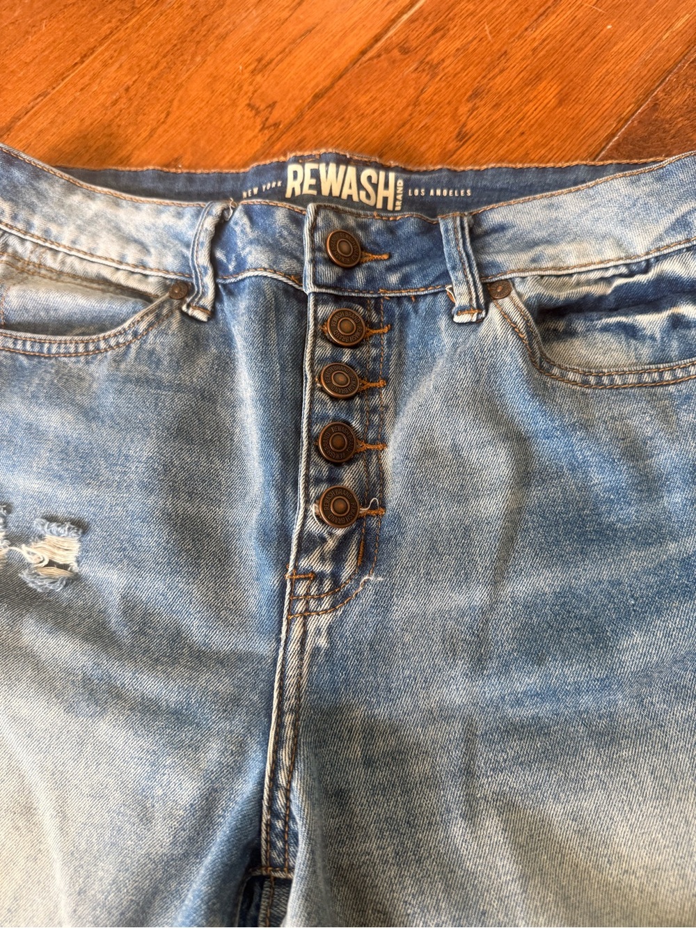 REWASH Light Blue Mid-Rise Button-Fly Jeans
